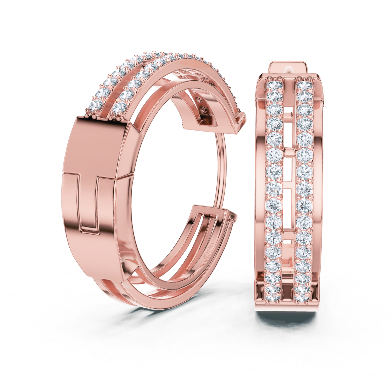 Dual Row Diamond Hoop Earrings