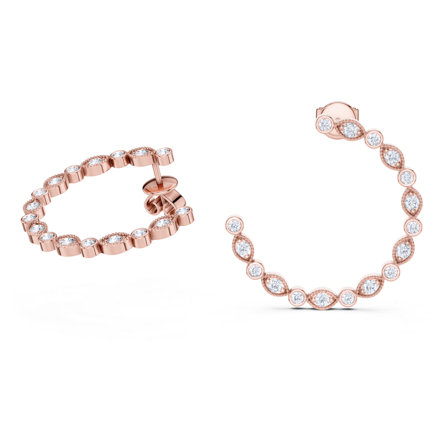 Marquise Bezel Diamond Hoop Earrings