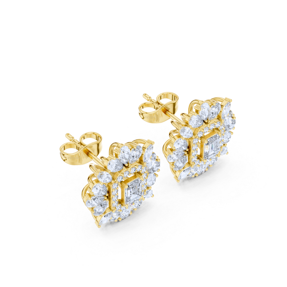 Regal Bloom Emerald Diamond Studs