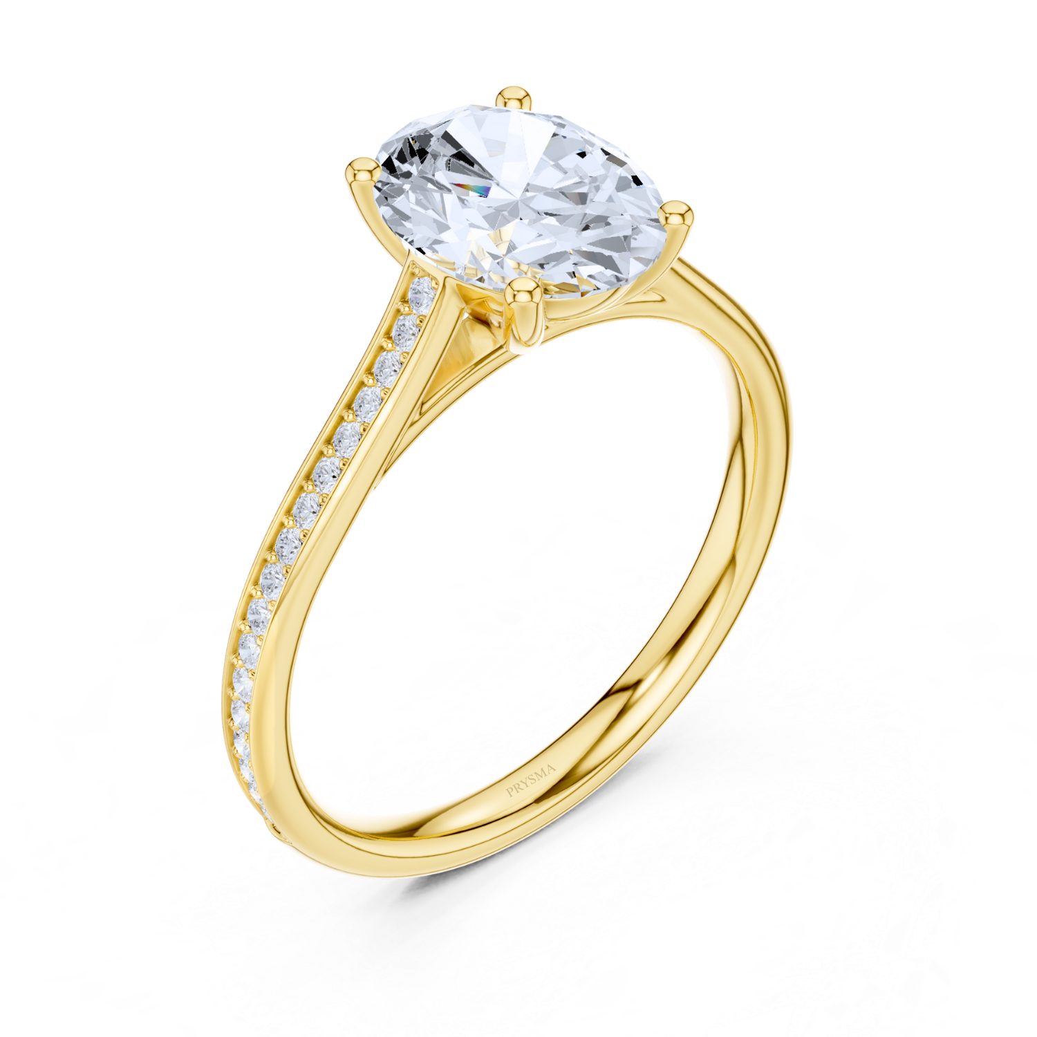 Elegant Oval Solitaire Diamond With Pave Band