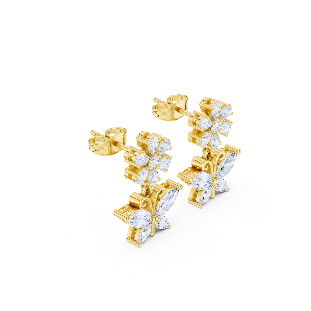Blossom & Butterfly Diamond Drop Earrings