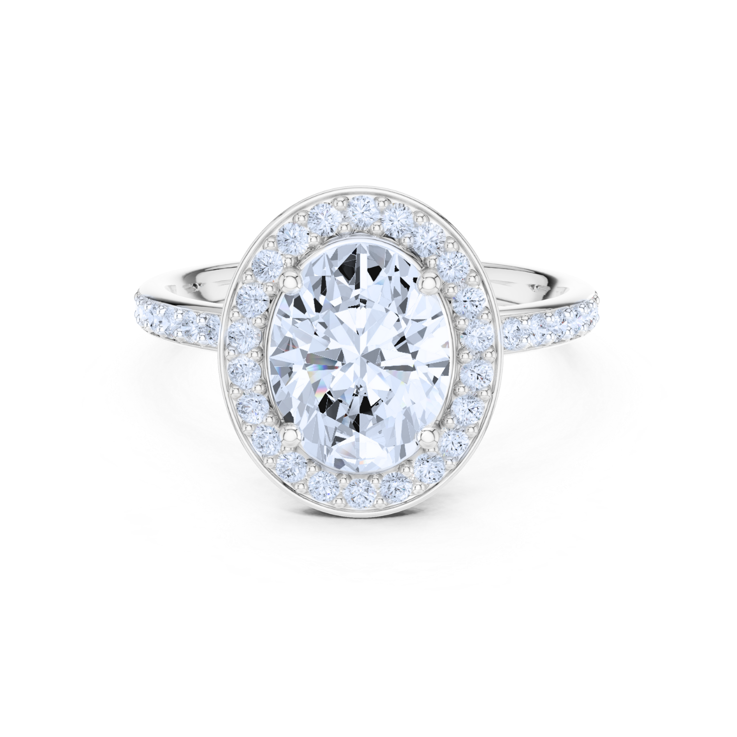 Halo Diamond Ring With Pave Band