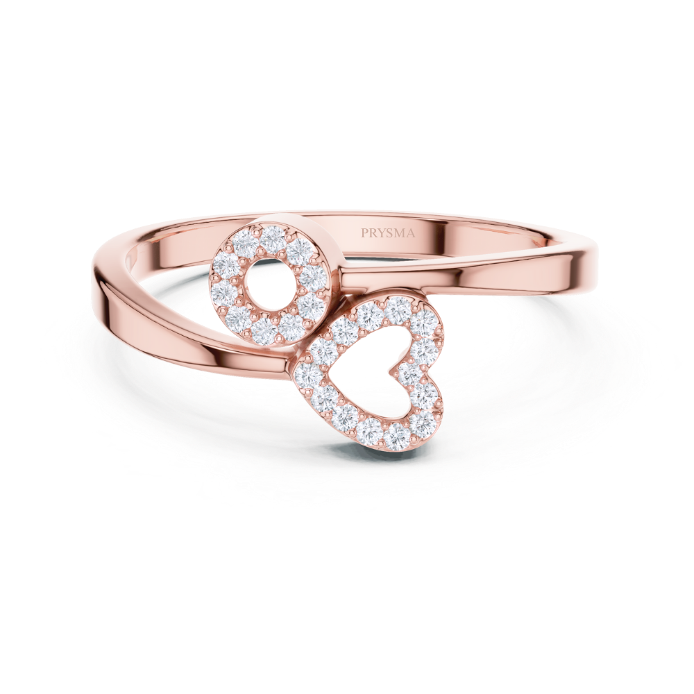 Diamond-Studded Love Initial Ring
