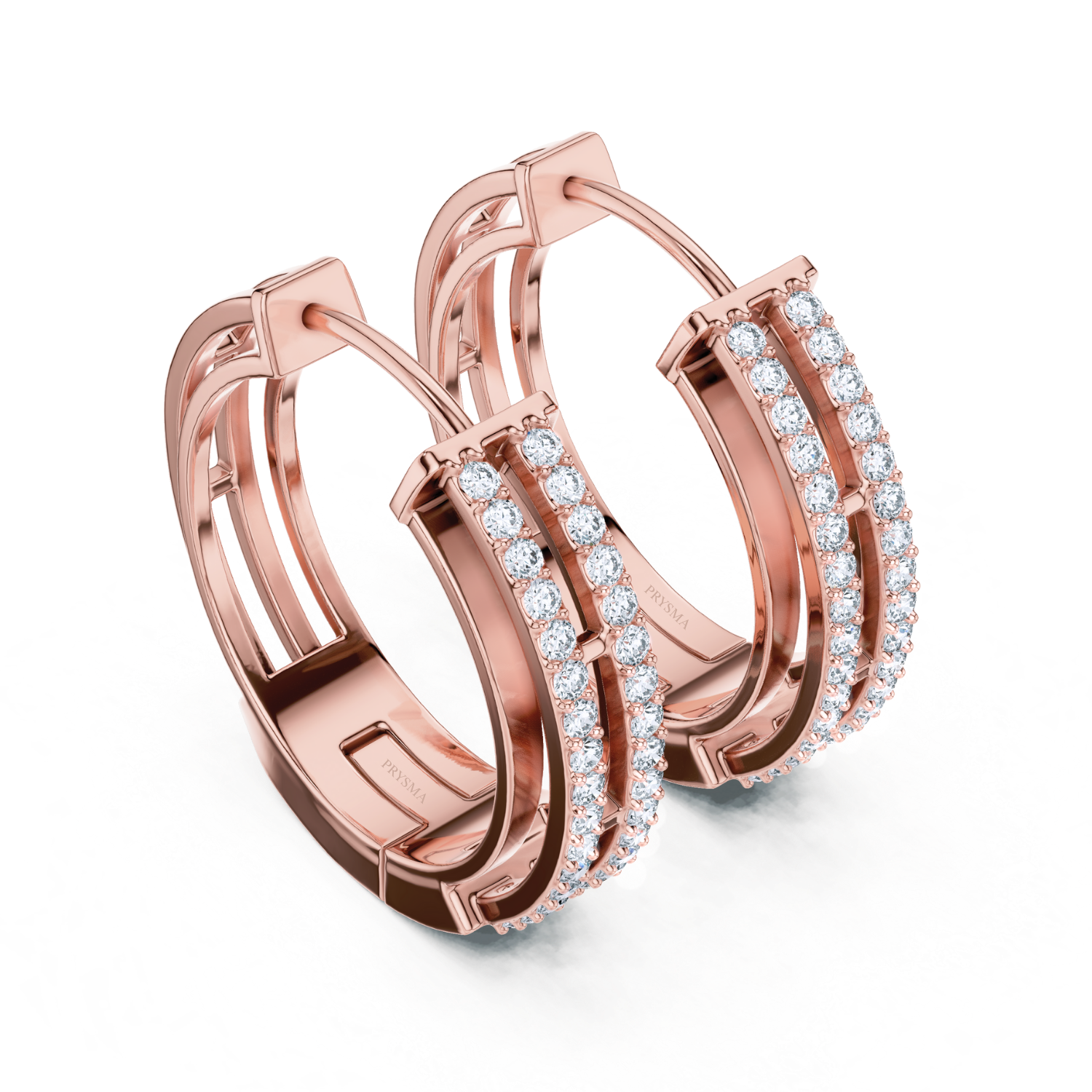 Dual Row Diamond Hoop Earrings