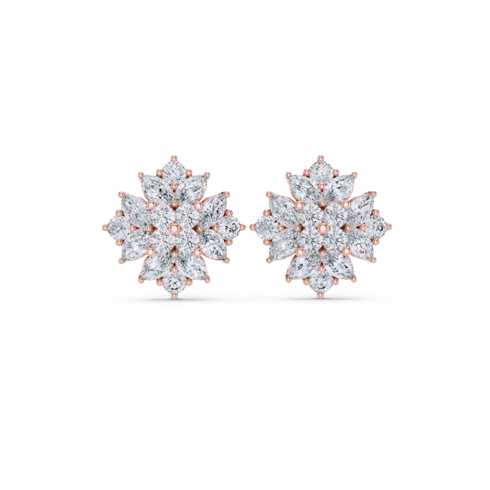 Diamond Bloom Marquise Studs
