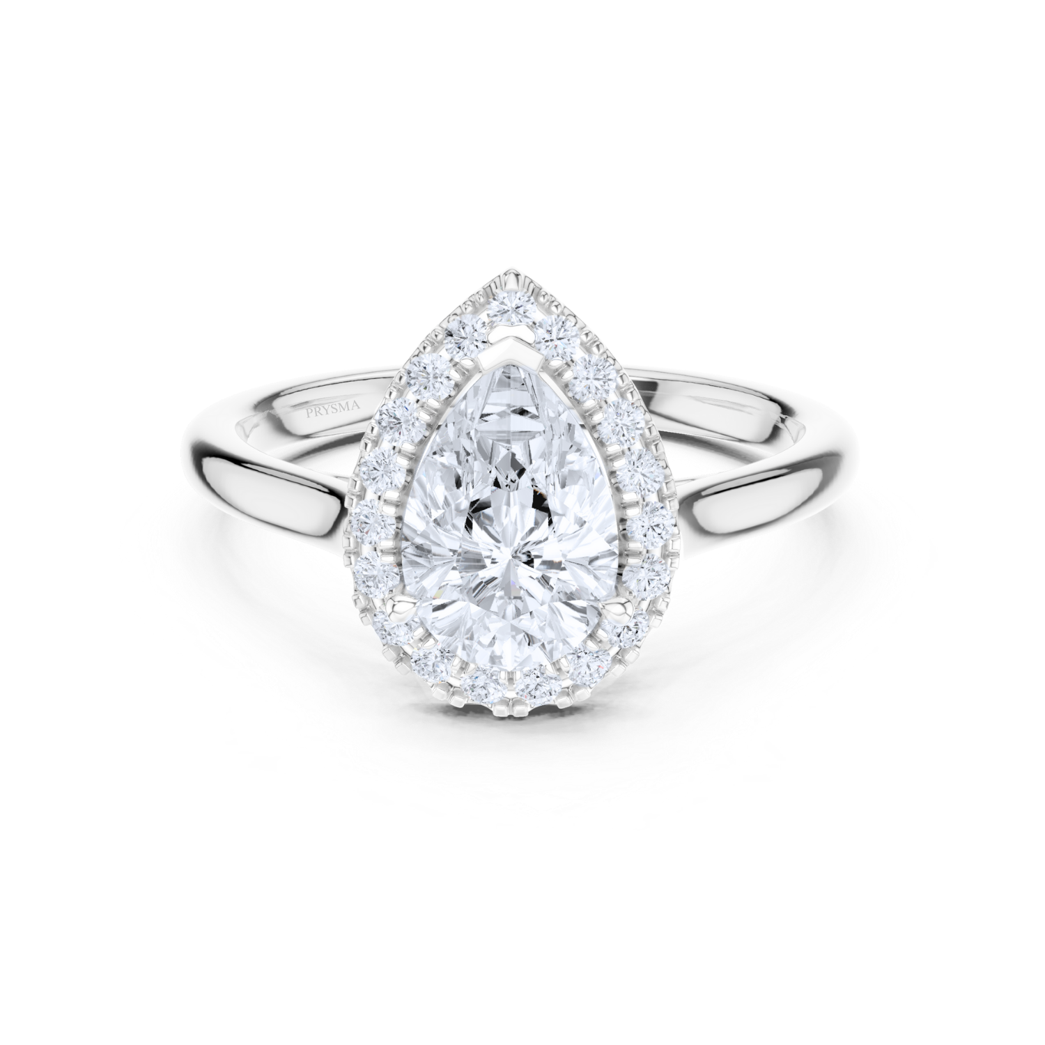 Pear-Shaped Halo Diamond Ring