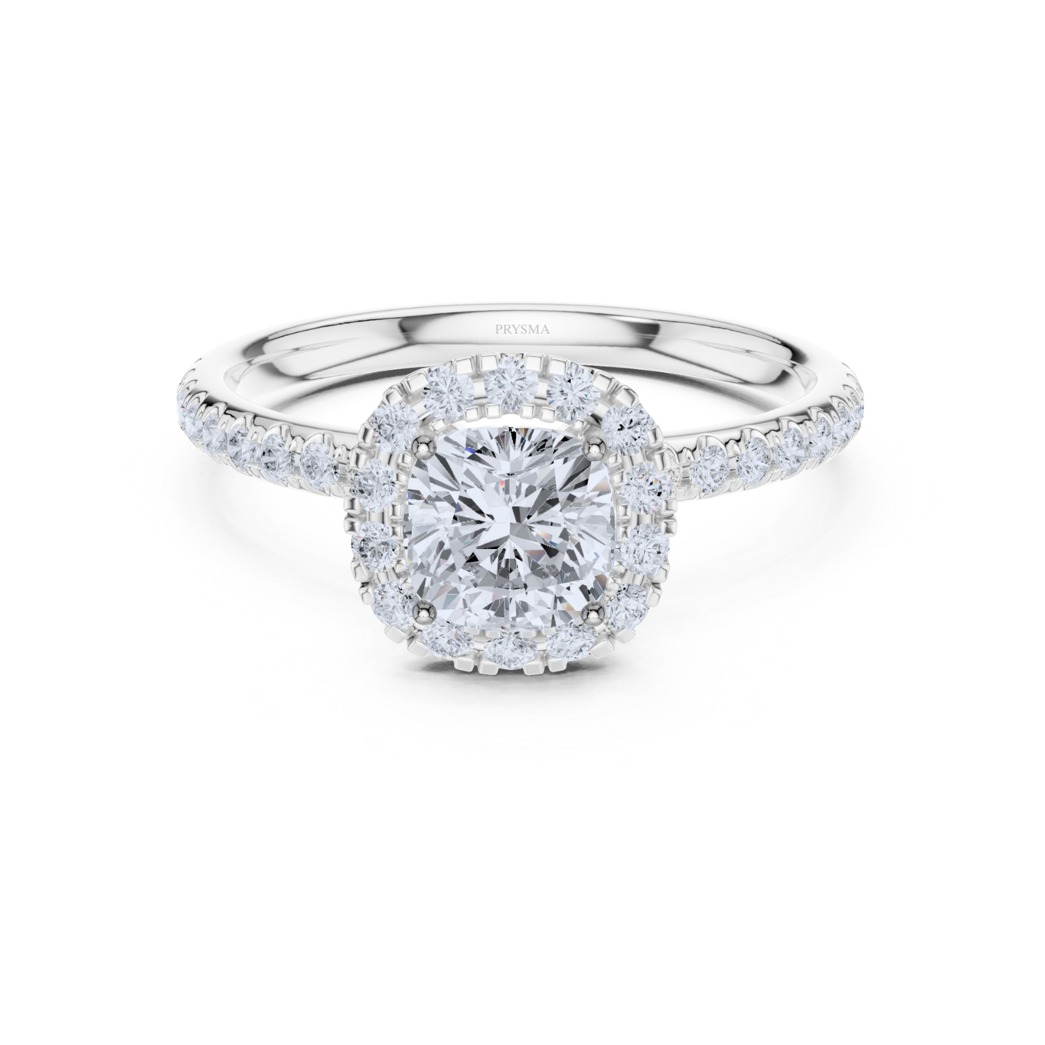 Cushion Halo Pave Diamond Ring