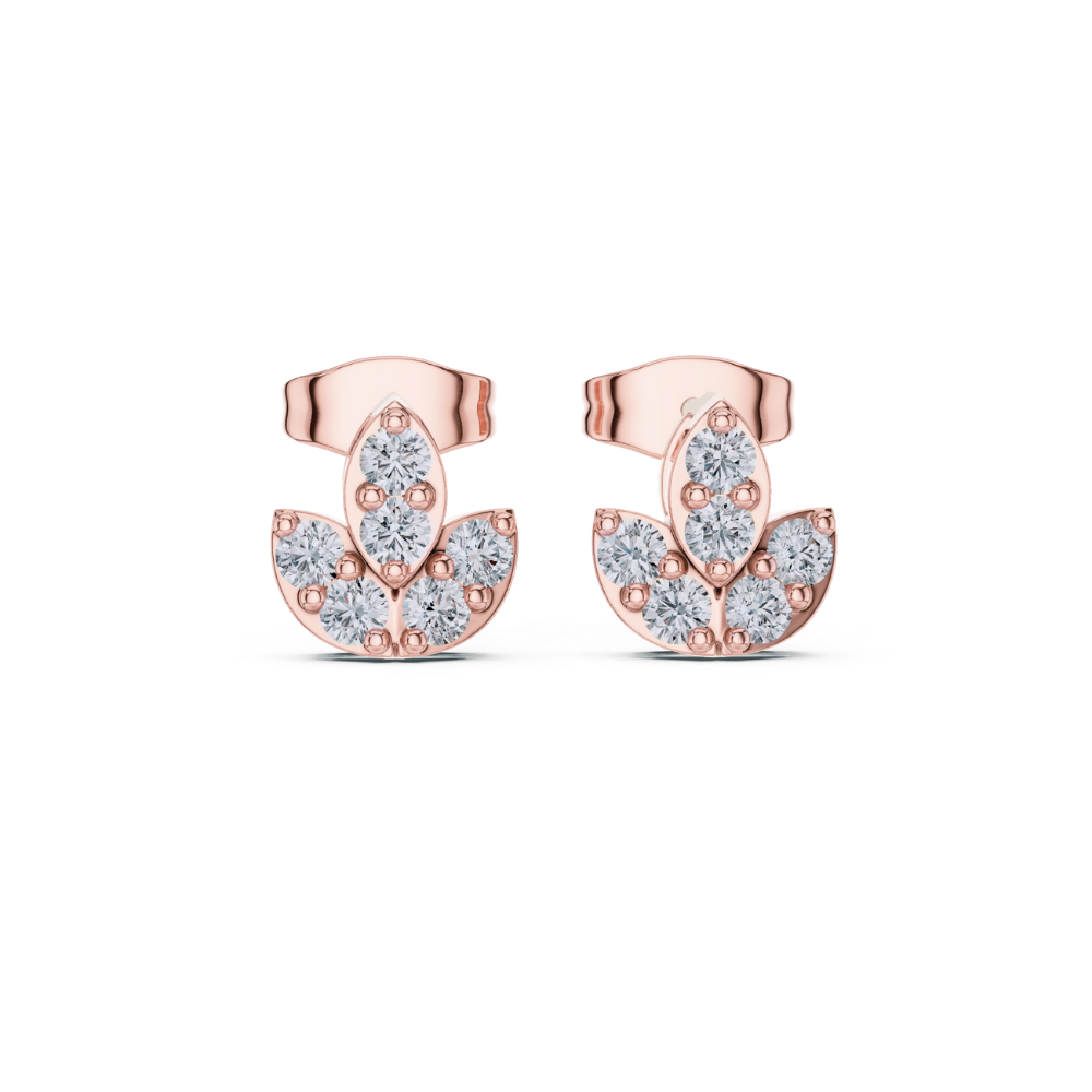 Blossom Crown Diamond Stud Earrings