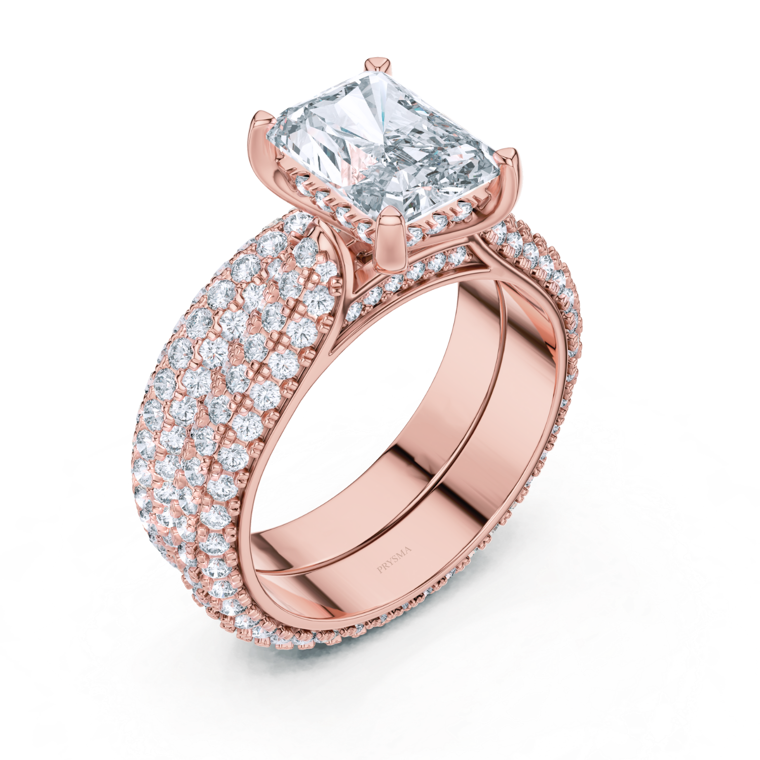 Round Center Stone 4 Prong Pave Diamond