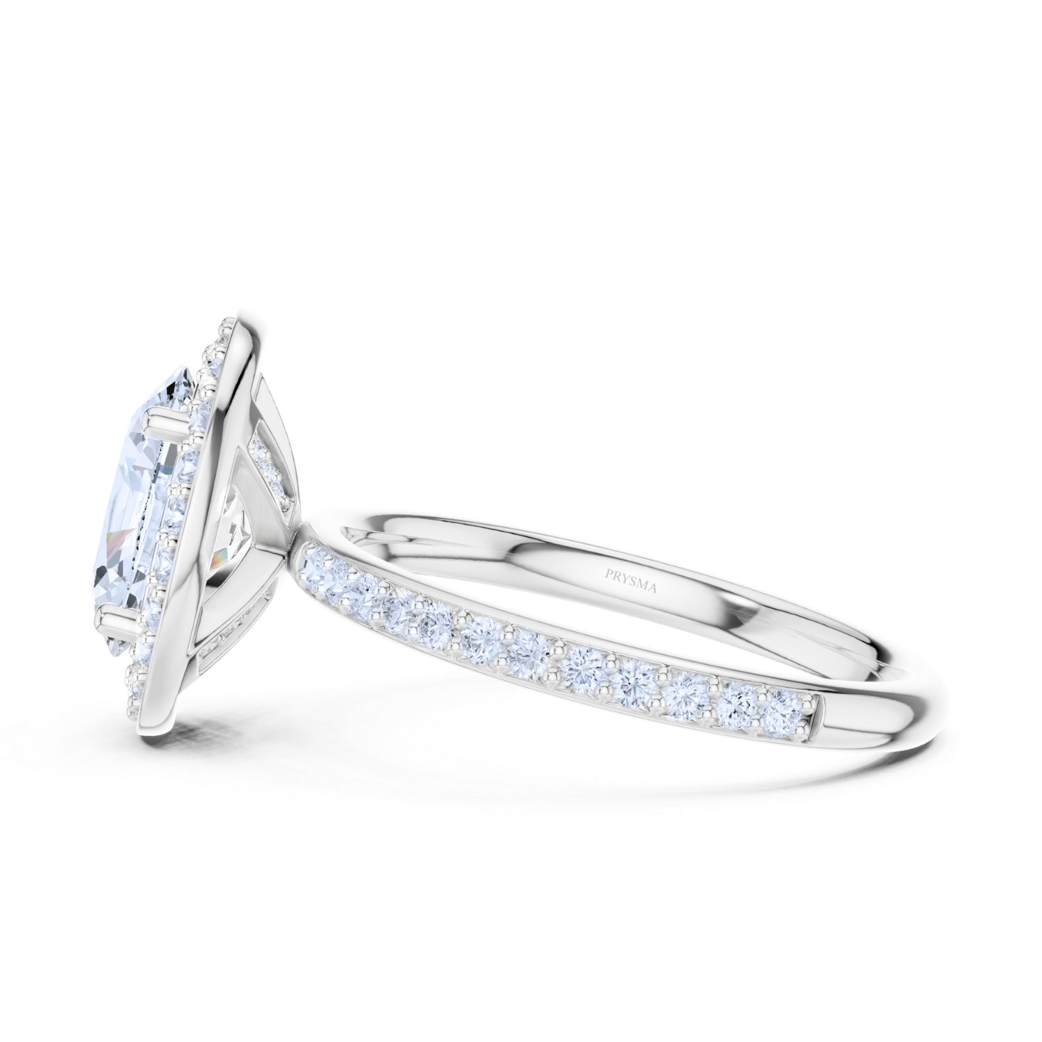 Halo Diamond Ring With Pave Band