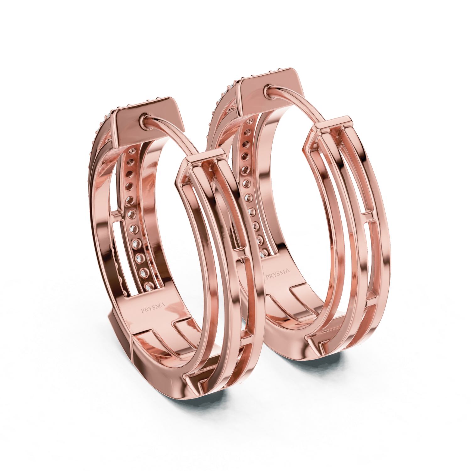 Dual Row Diamond Hoop Earrings