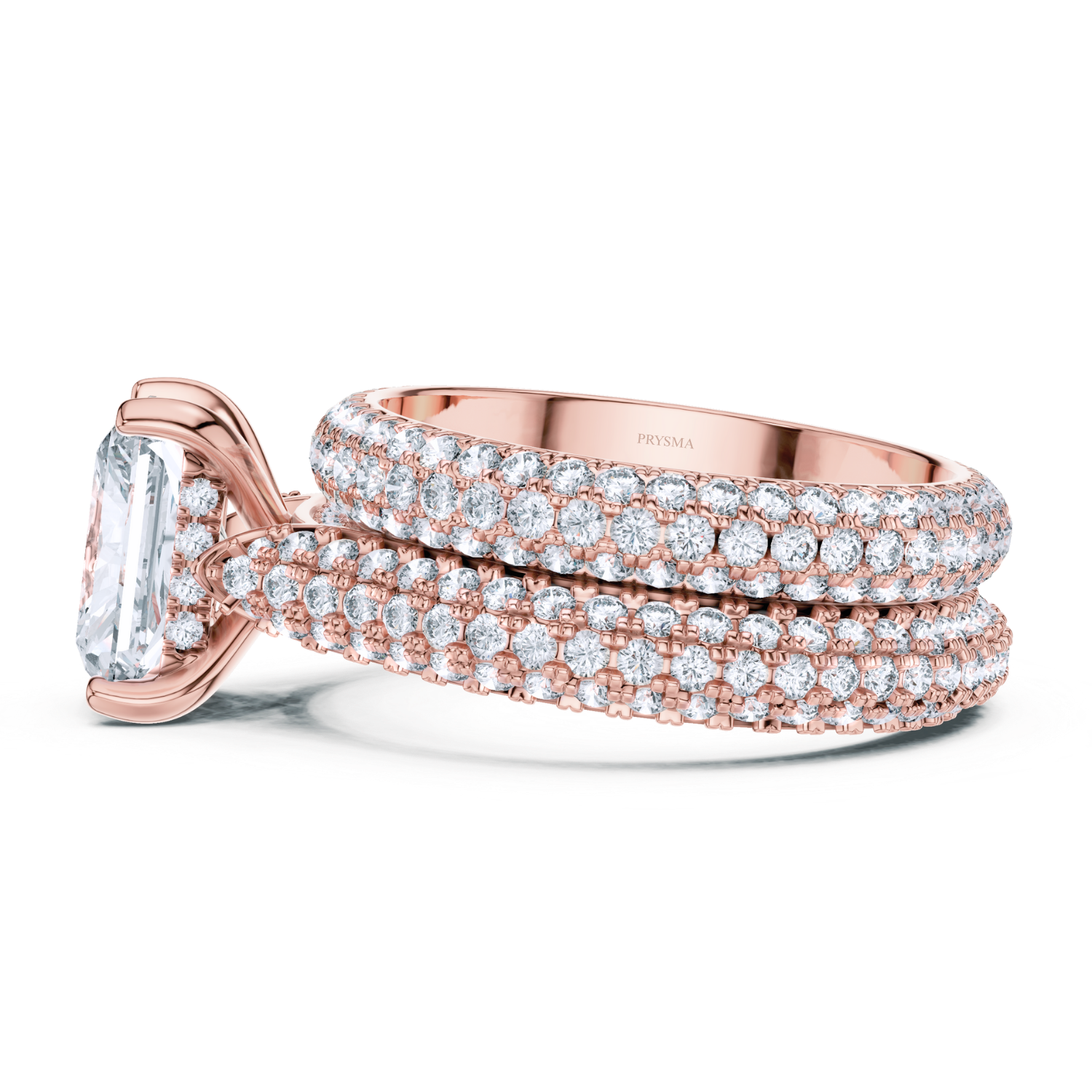 Round Center Stone 4 Prong Pave Diamond