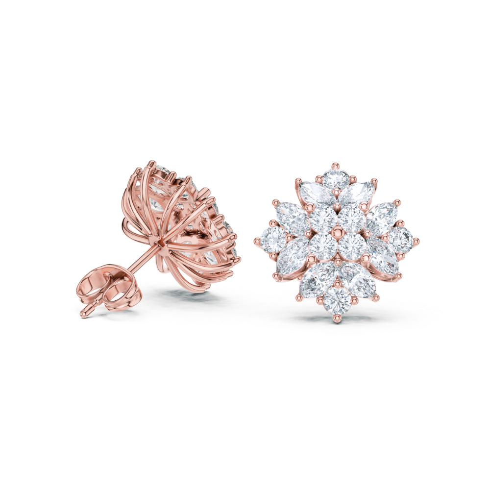 Diamond Bloom Marquise Studs