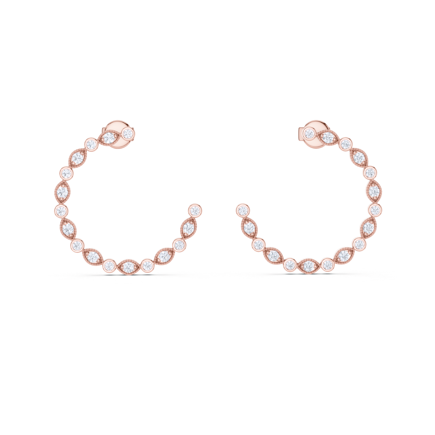 Marquise Bezel Diamond Hoop Earrings