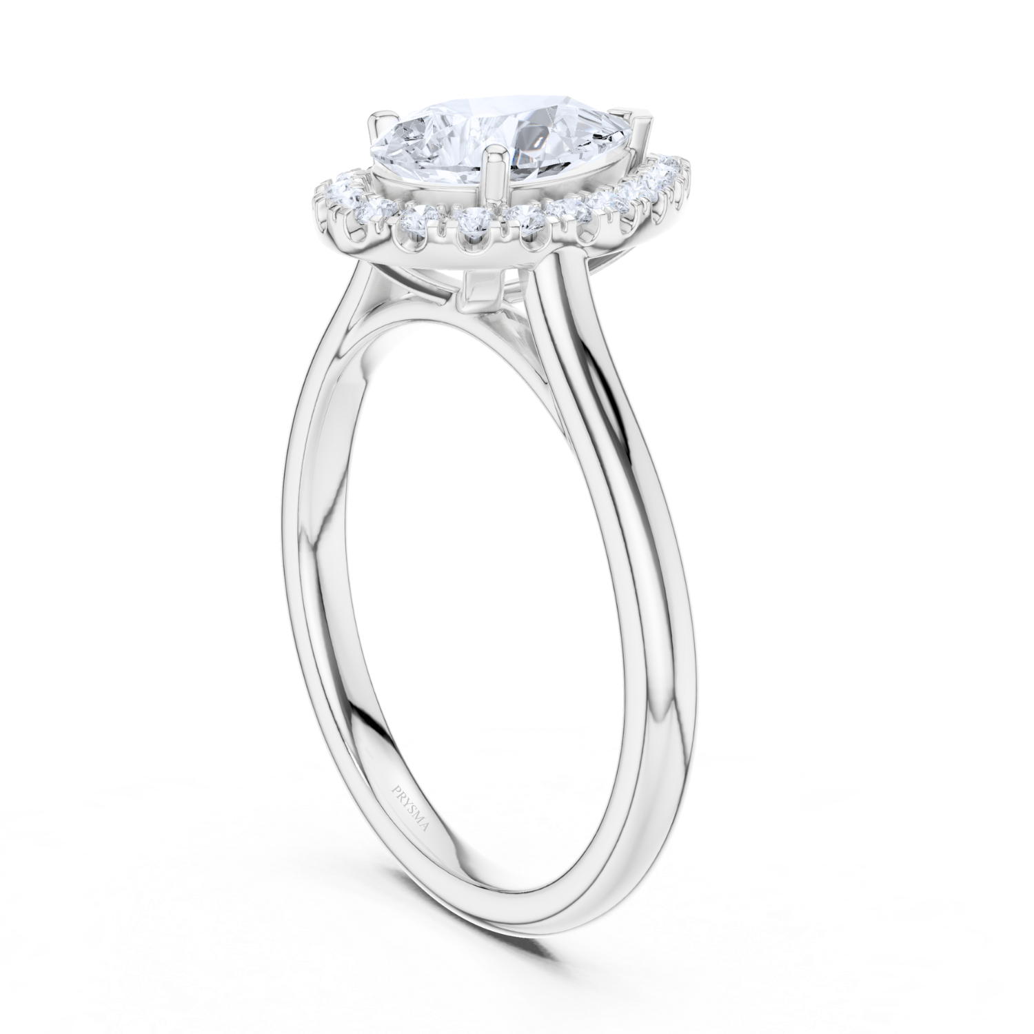 Pear-Shaped Halo Diamond Ring