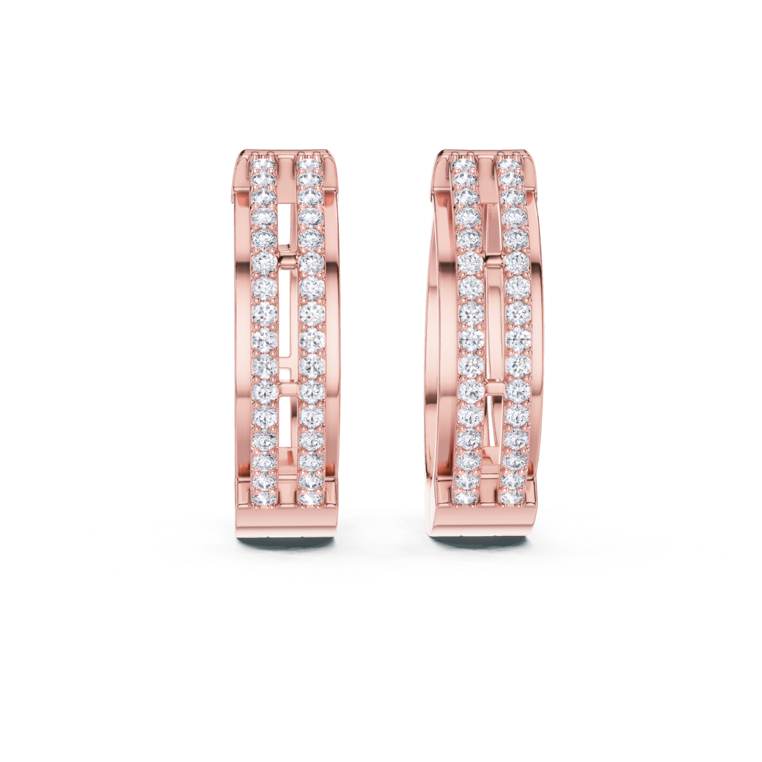 Dual Row Diamond Hoop Earrings