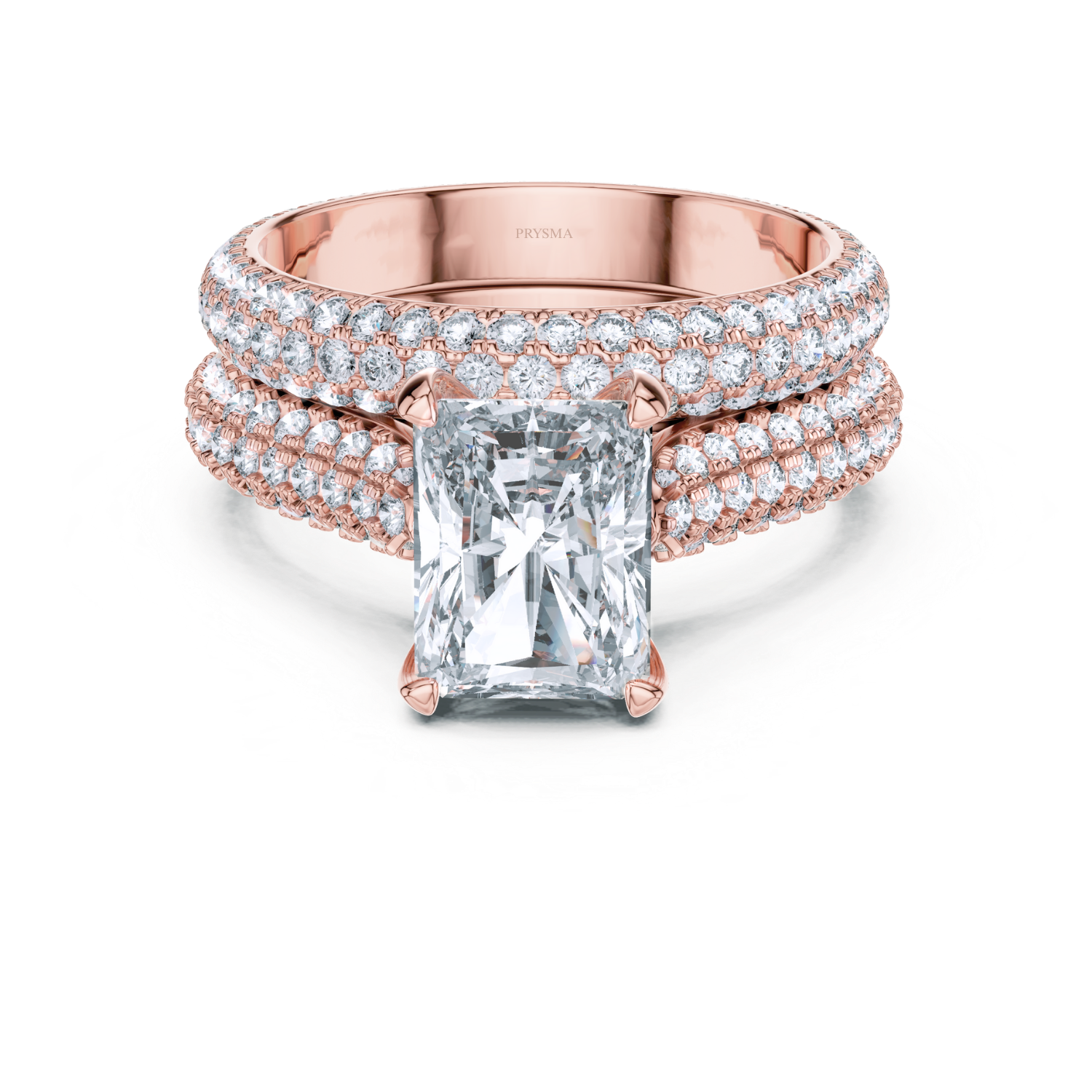 Round Center Stone 4 Prong Pave Diamond