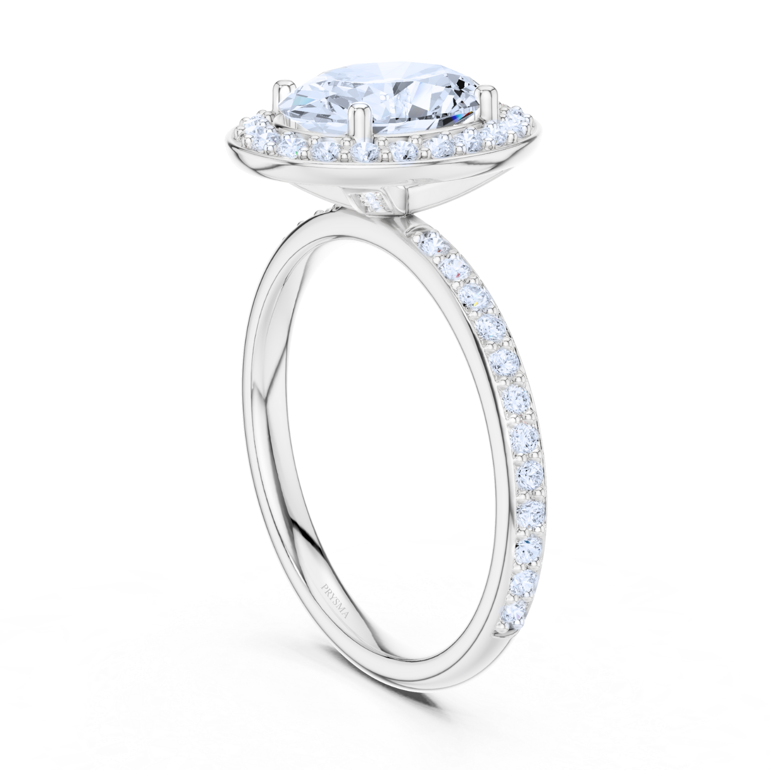 Halo Diamond Ring With Pave Band