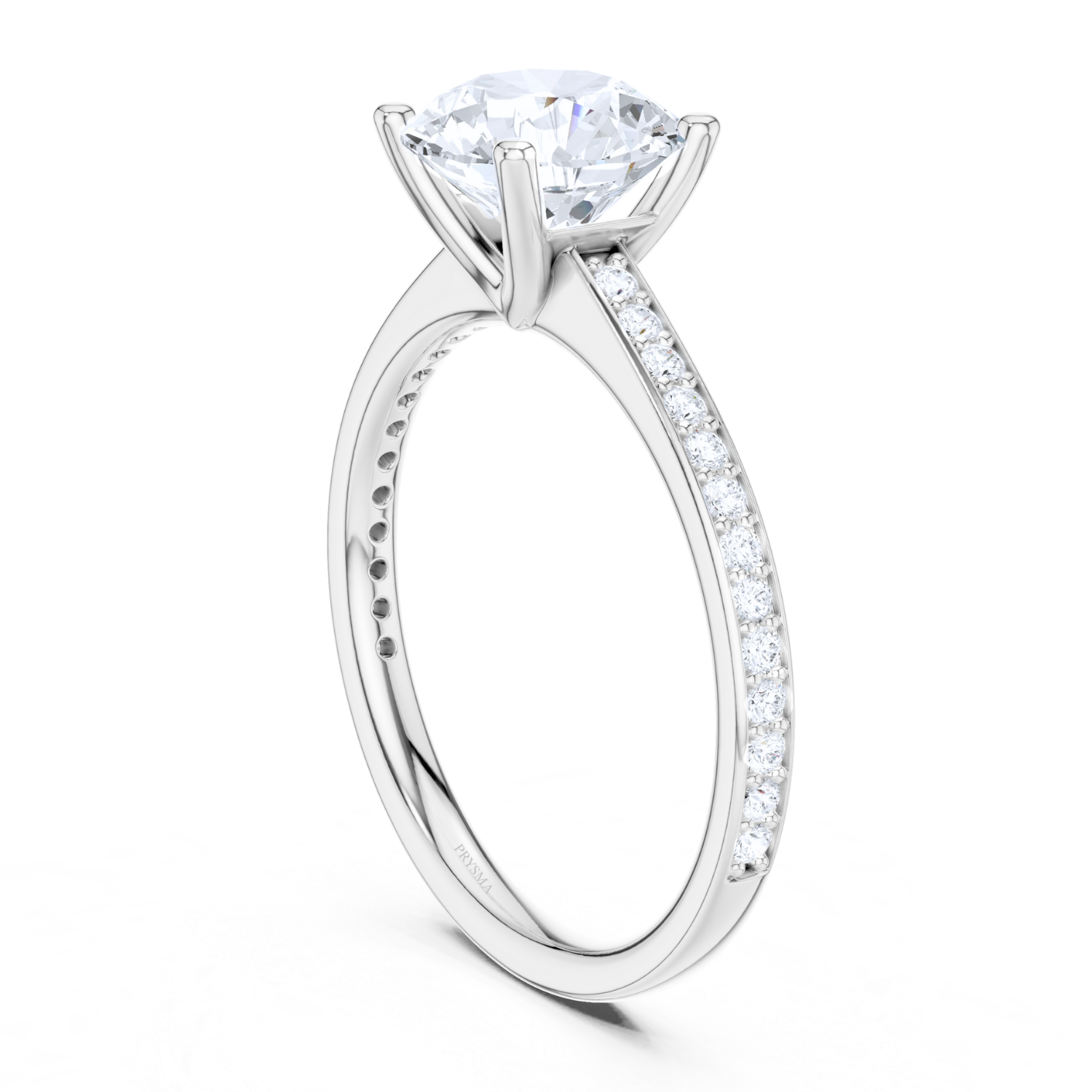 Classic Pave Solitaire Diamond Ring