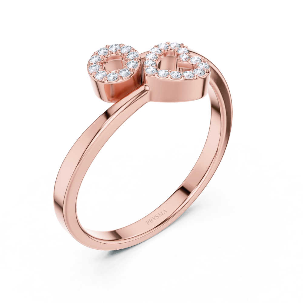 Diamond-Studded Love Initial Ring
