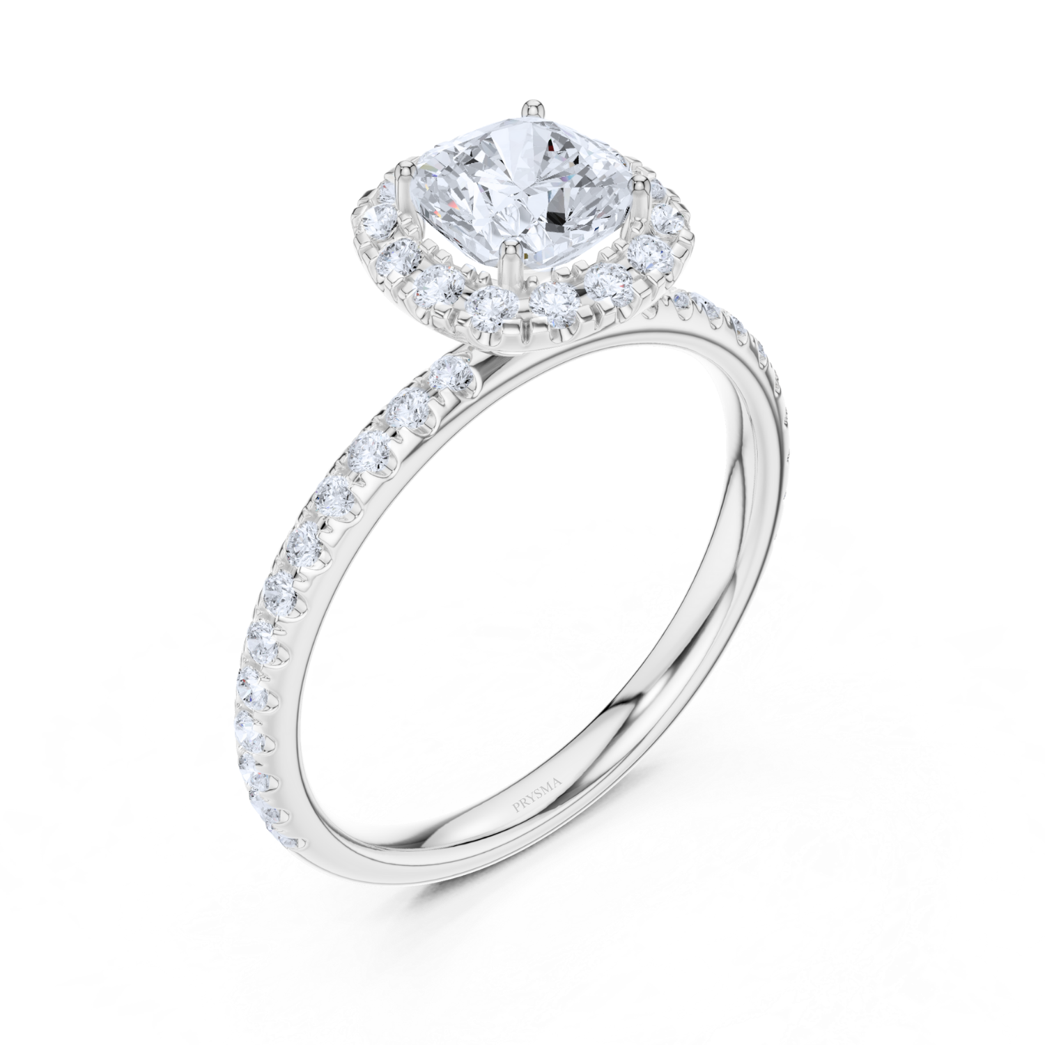 Cushion Halo Pave Diamond Ring