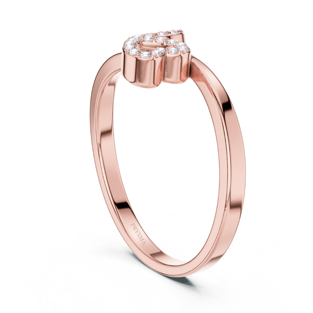 Diamond-Studded Love Initial Ring