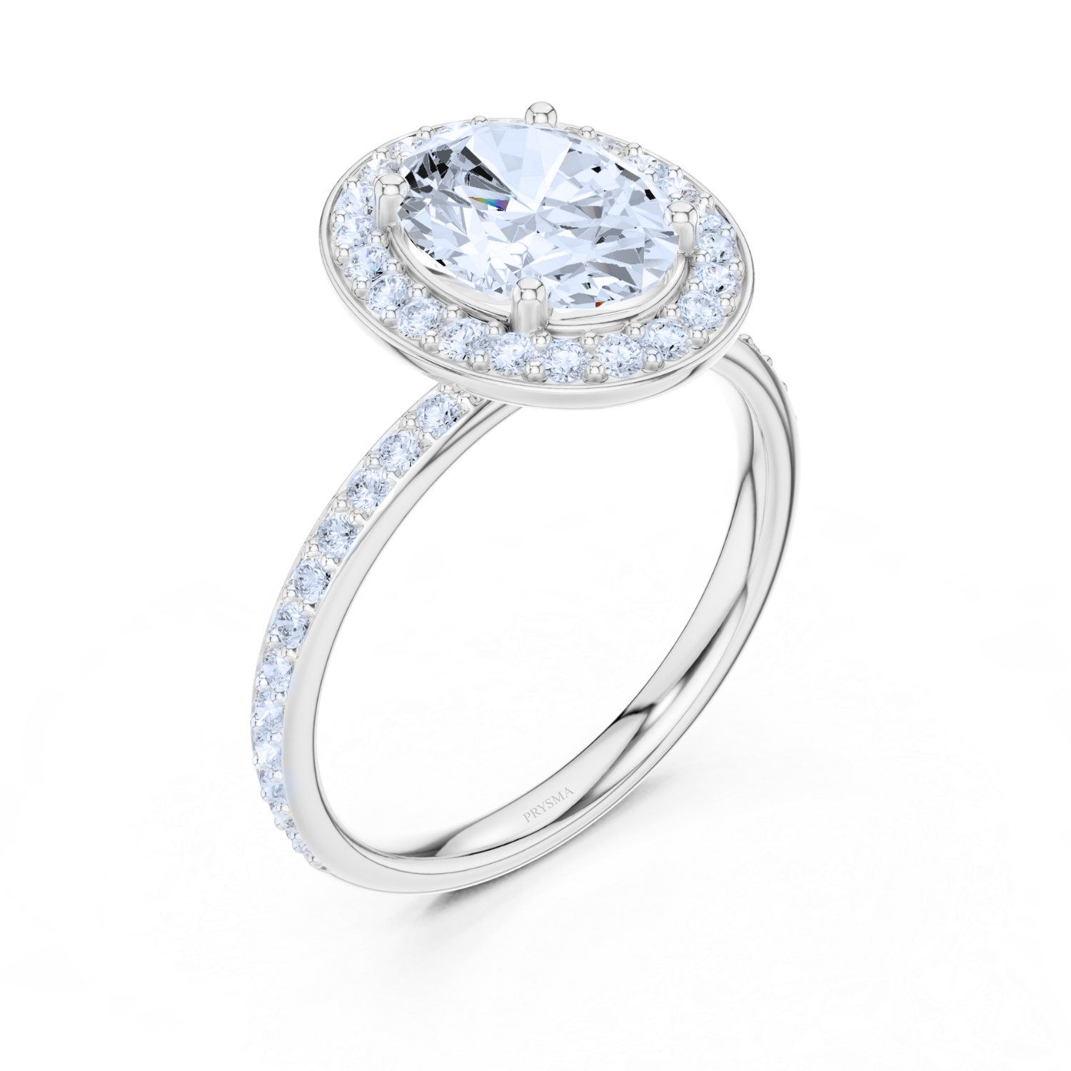 Halo Diamond Ring With Pave Band