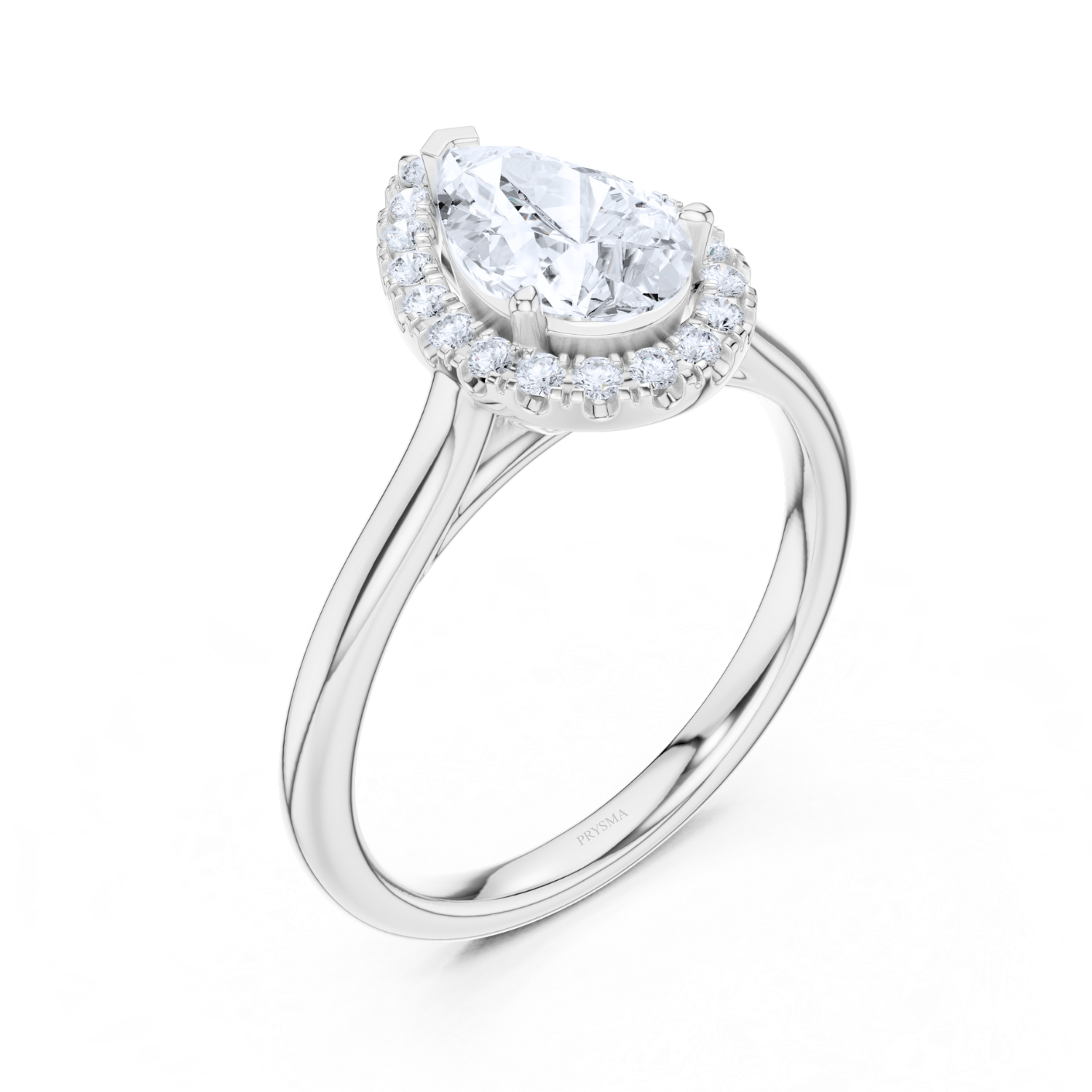 Pear-Shaped Halo Diamond Ring
