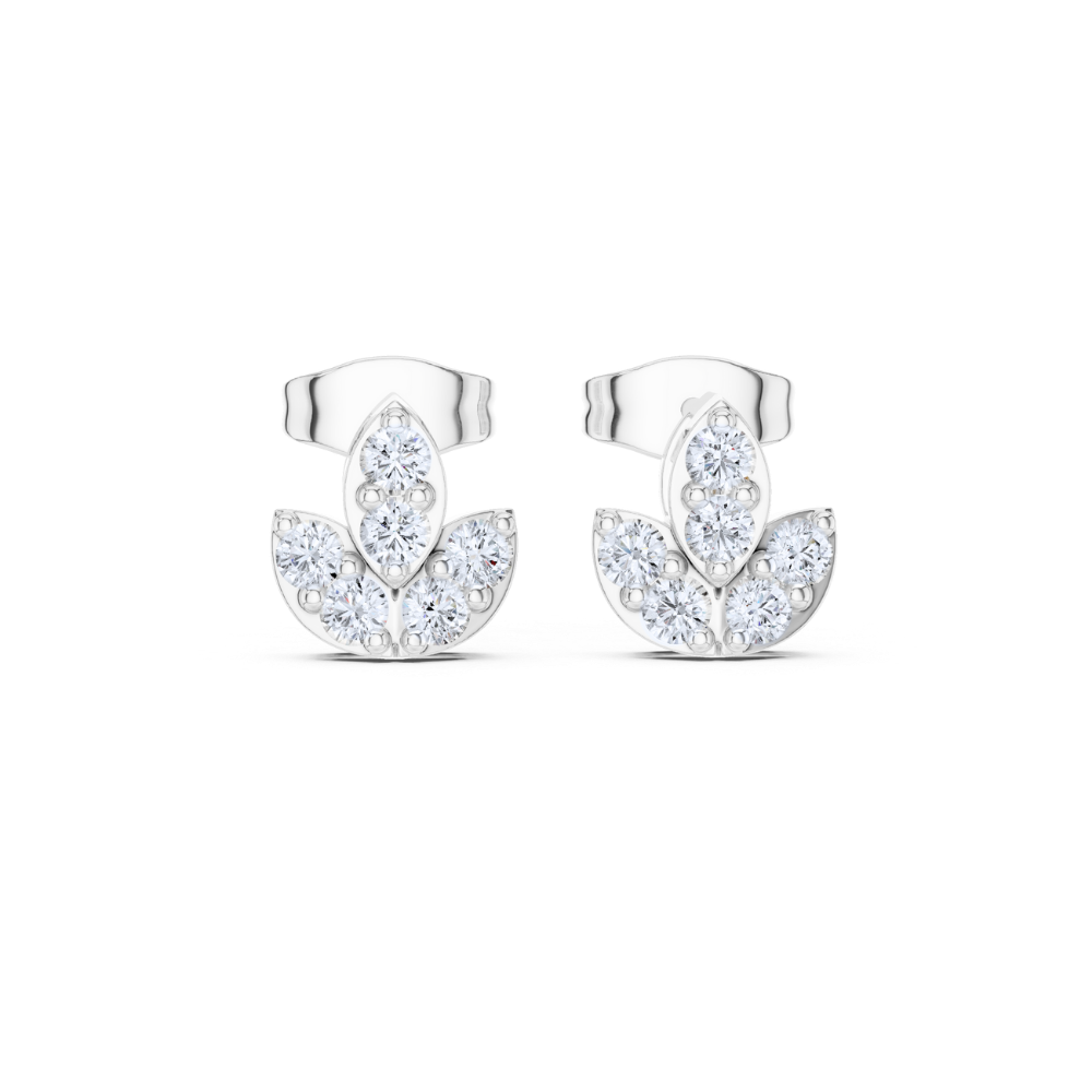 Blossom Crown Diamond Stud Earrings