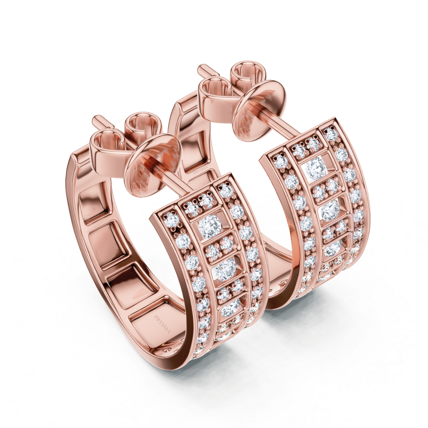 Multi-Row Diamond Hoop Earrings
