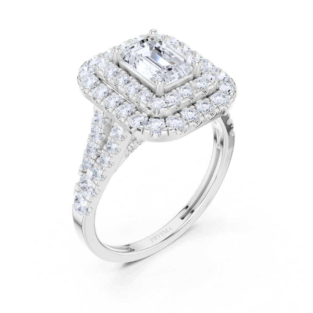 Majestic Double Halo Emerald-Cut Ring