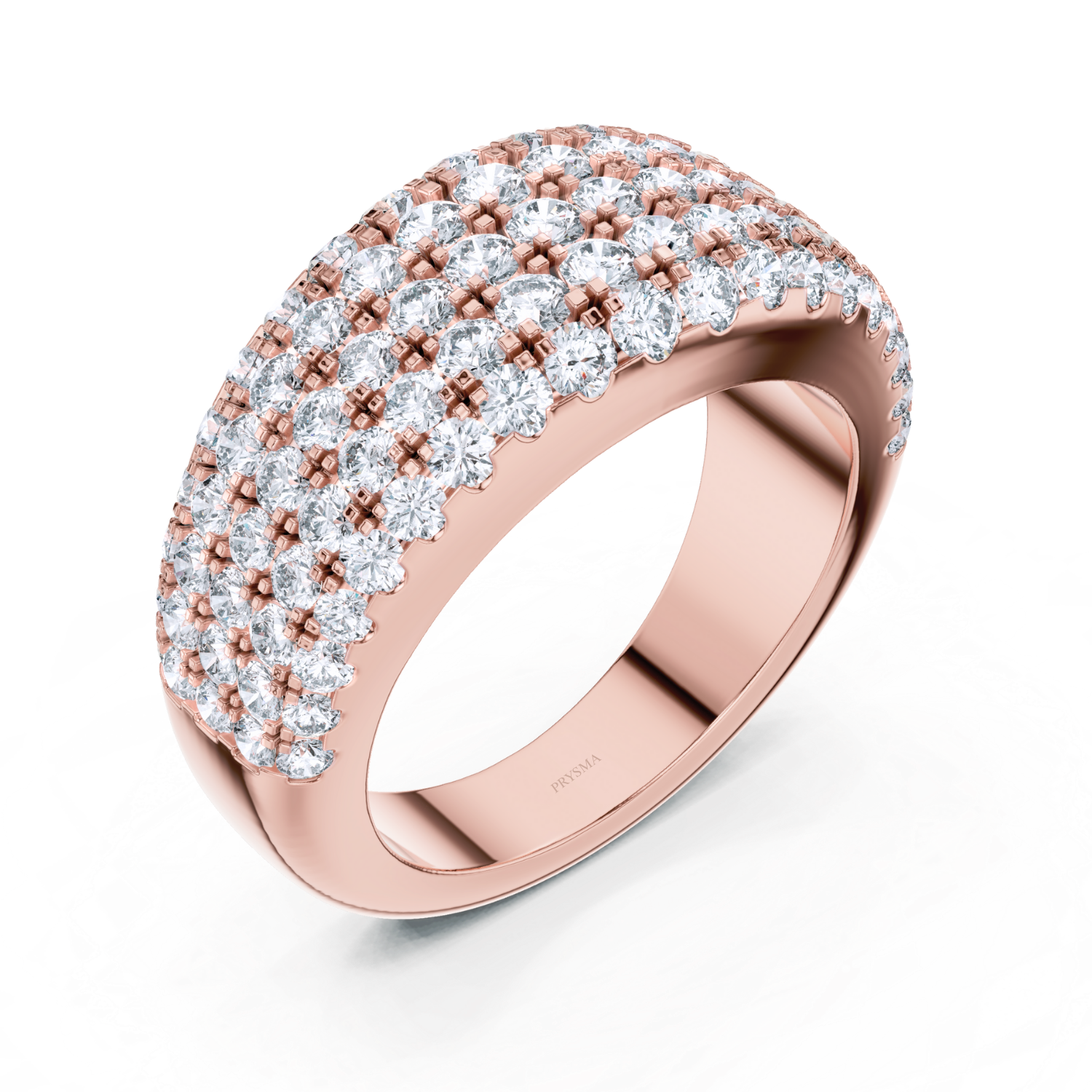 Five-Row Pave Diamond Dome Ring