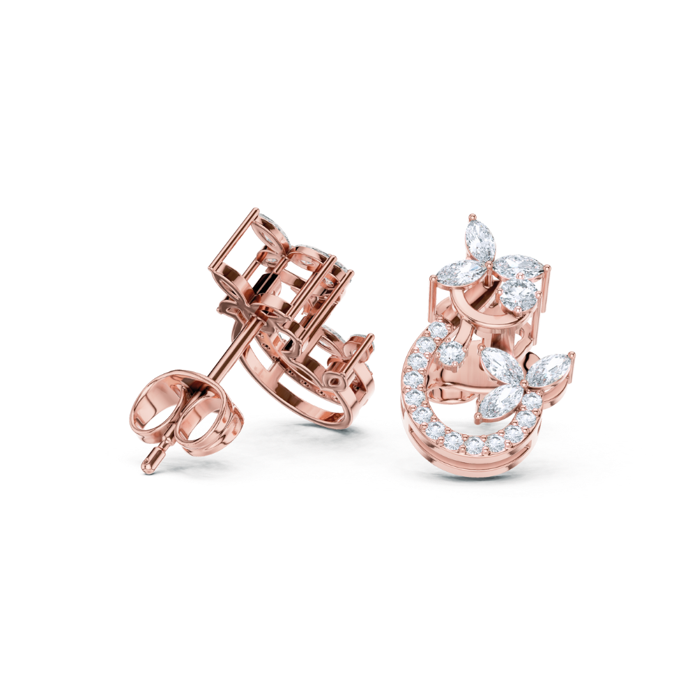 Floral Vine Diamond Hoop Studs