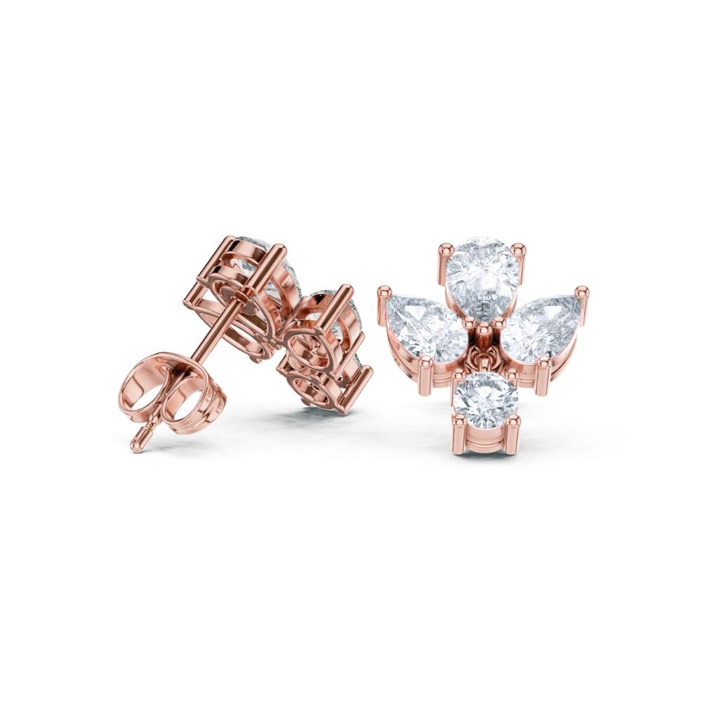 Radiant Bloom Pear Diamond Stud Earrings