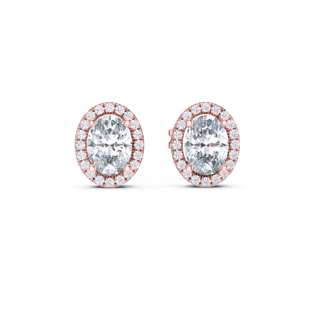 Oval Halo Stud Earrings