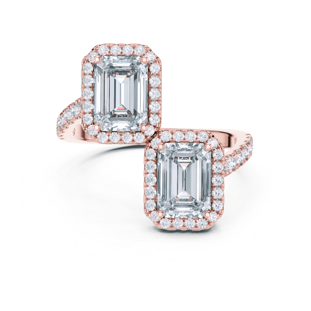 Elysian Dual-Emerald Halo Ring
