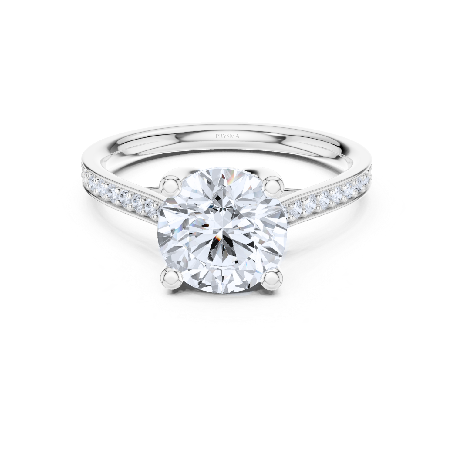 Round Brilliant Cathedral Pave Ring