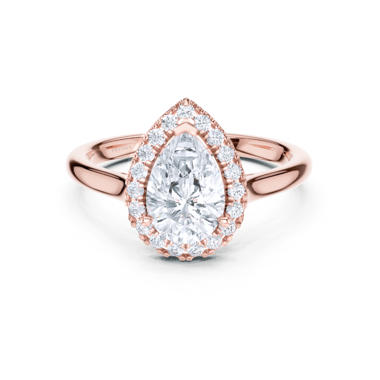 Pear-Shaped Halo Diamond Ring