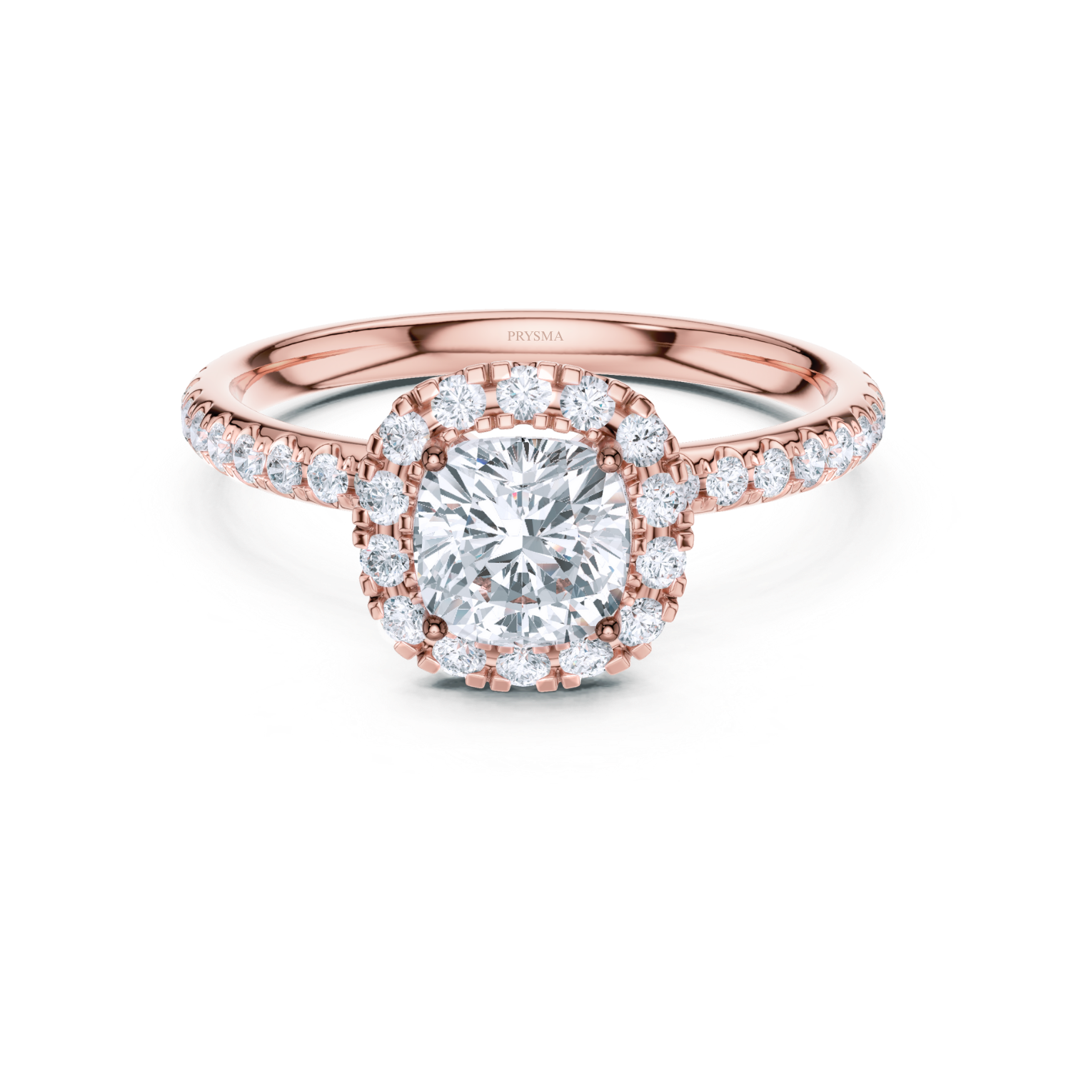 Cushion Halo Pave Diamond Ring