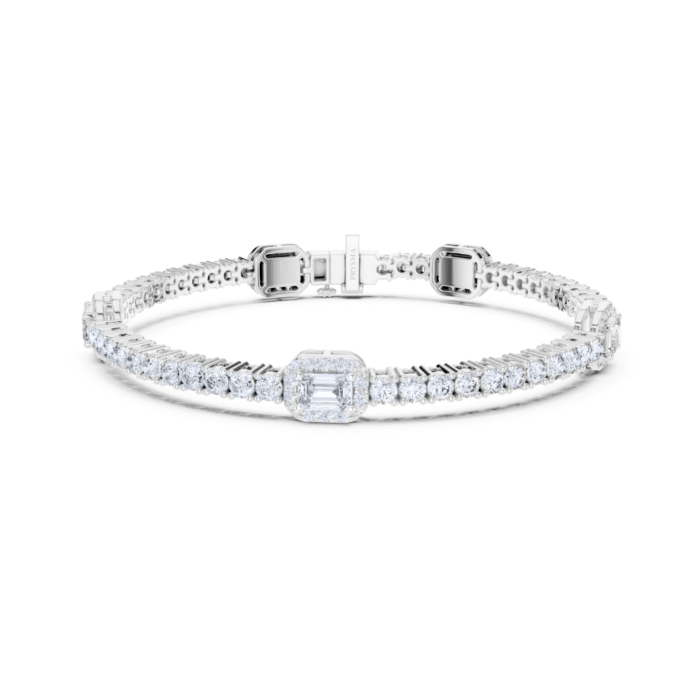 Heirloom Emerald Halo Diamond Bracelet