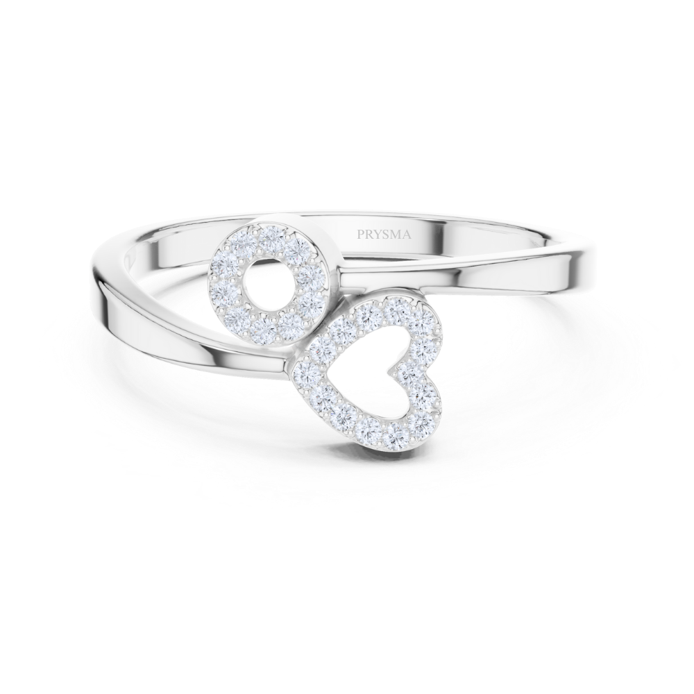 Diamond-Studded Love Initial Ring