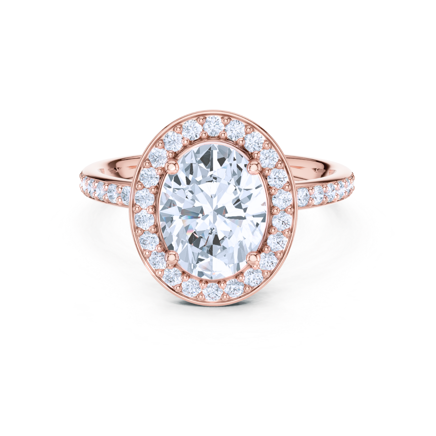 Halo Diamond Ring With Pave Band