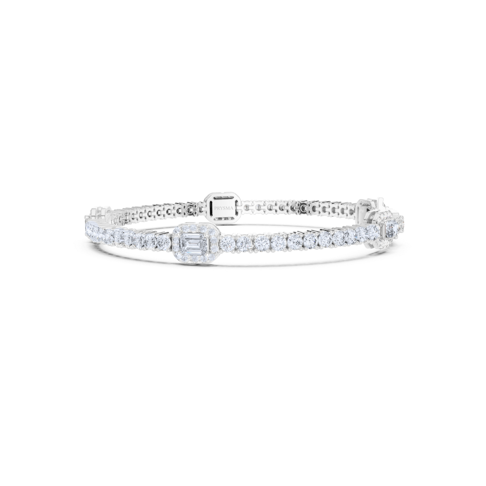 Heirloom Emerald Halo Diamond Bracelet