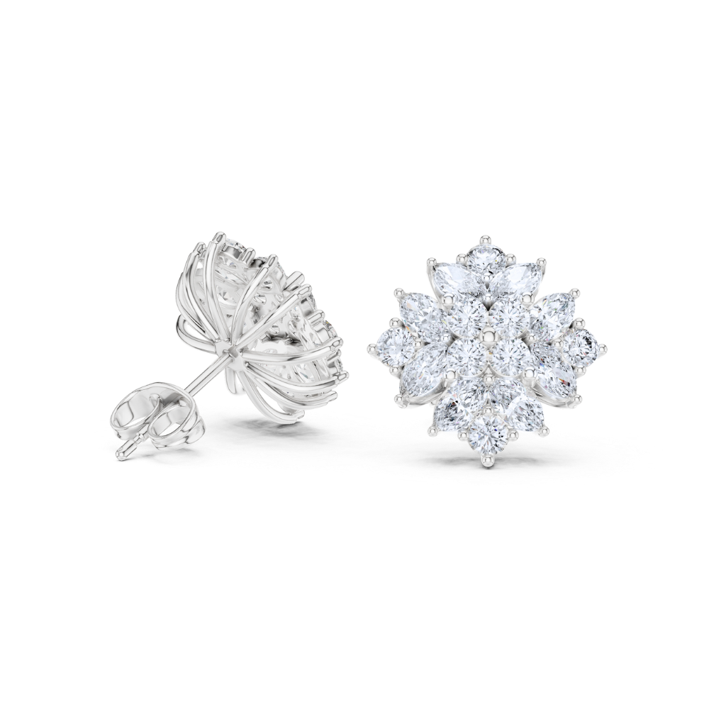 Diamond Bloom Marquise Studs