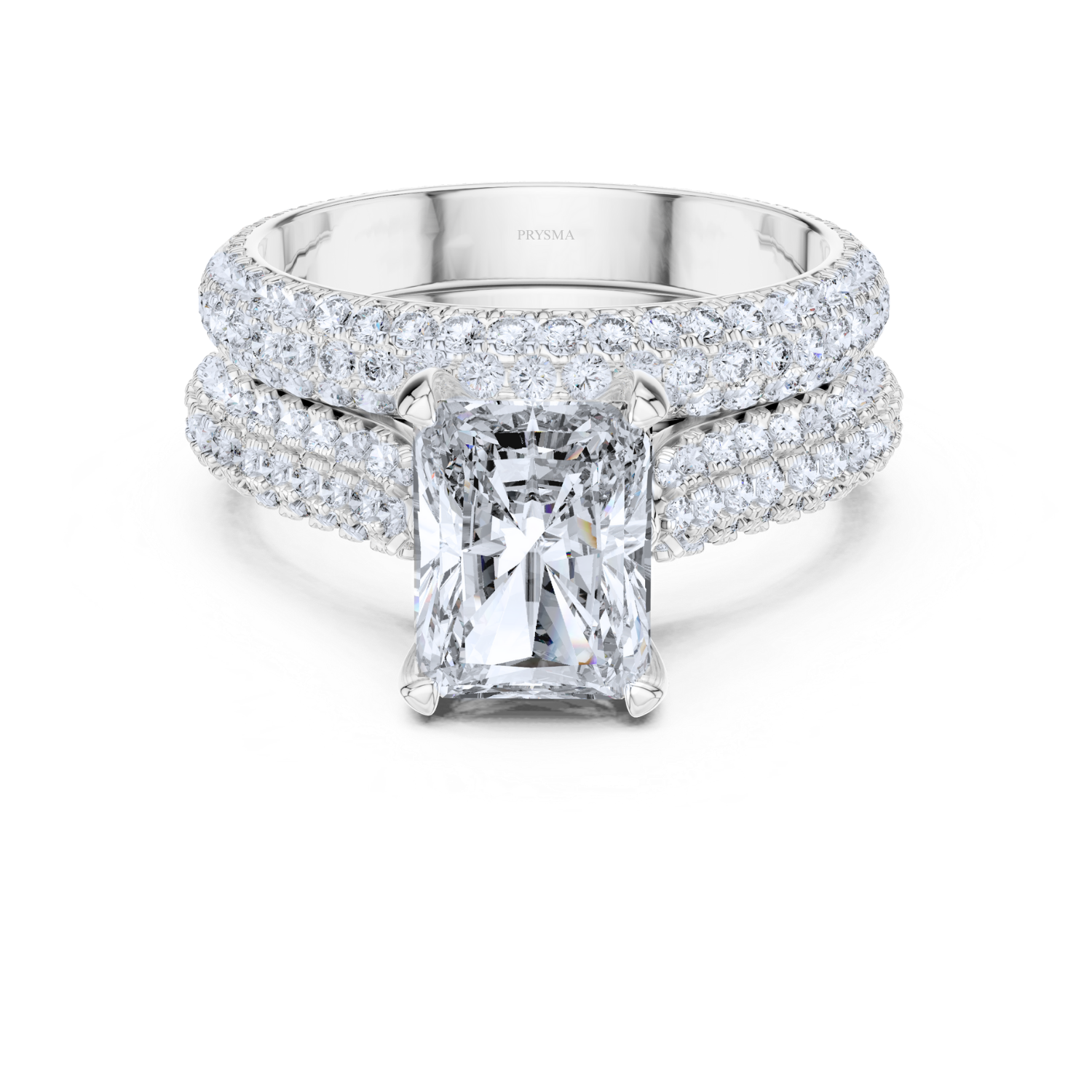 Round Center Stone 4 Prong Pave Diamond