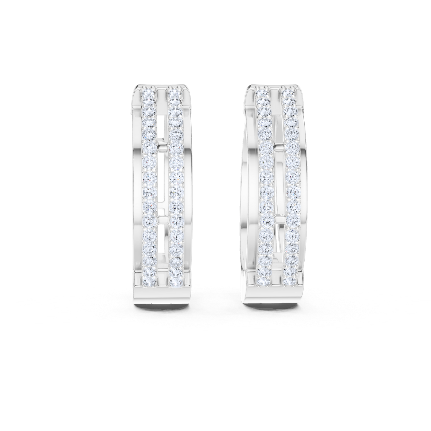 Dual Row Diamond Hoop Earrings