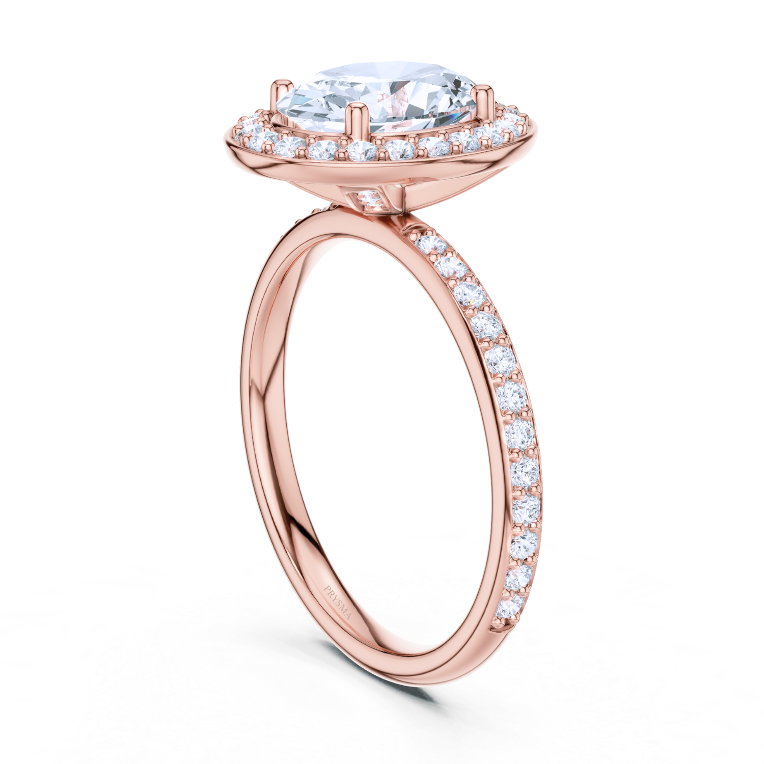 Halo Diamond Ring With Pave Band