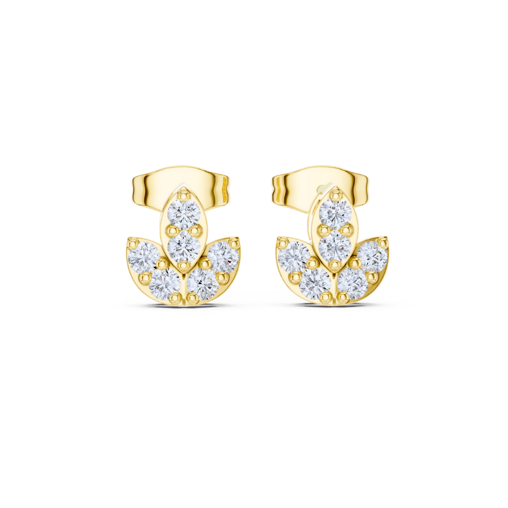 Blossom Crown Diamond Stud Earrings