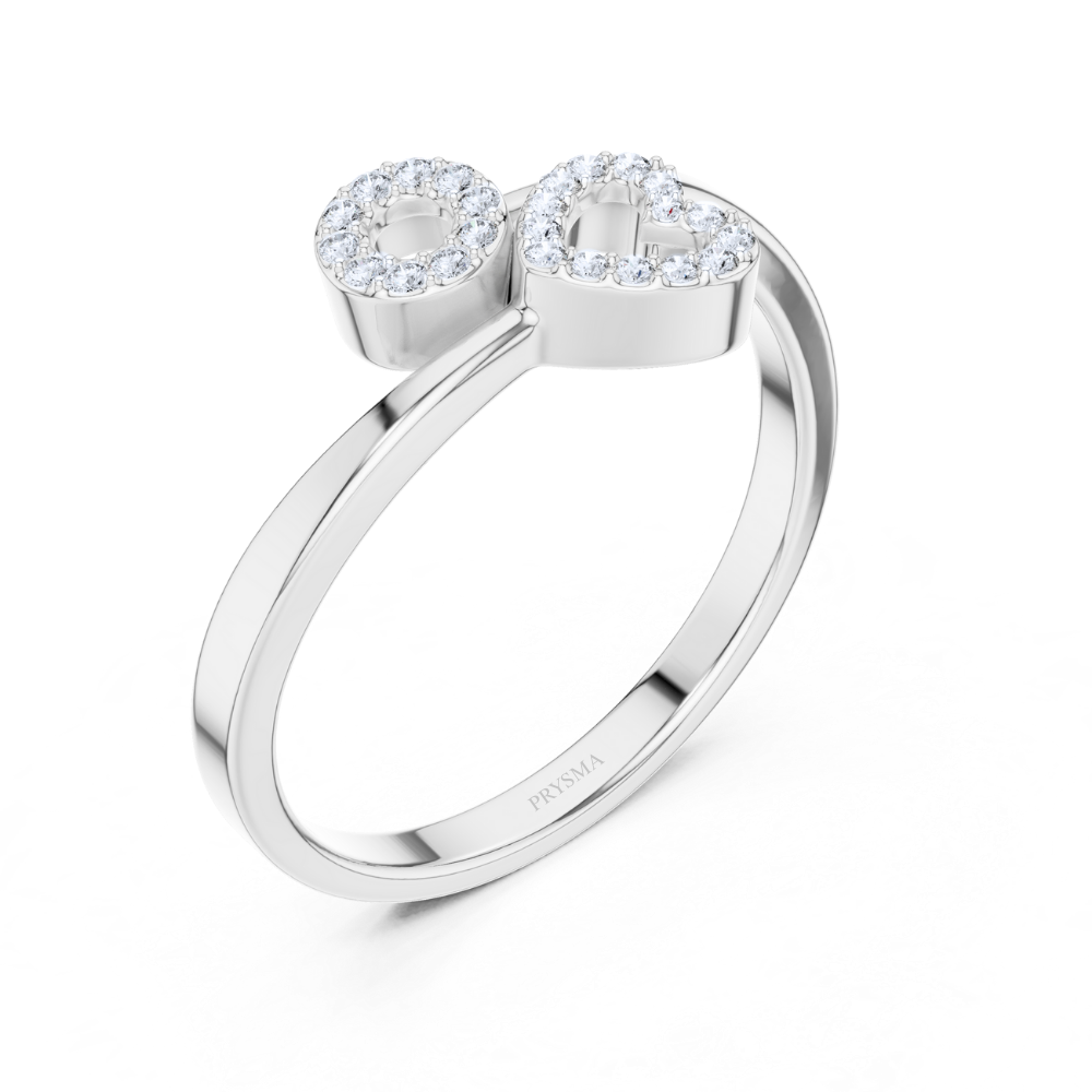 Diamond-Studded Love Initial Ring
