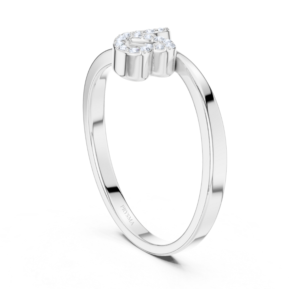 Diamond-Studded Love Initial Ring